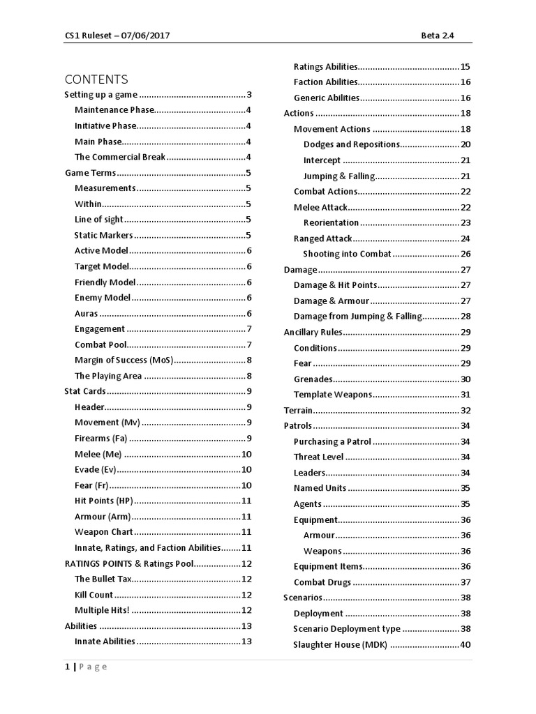 CS1 Game Ruleset Overview | PDF | Ammunition | Firearms