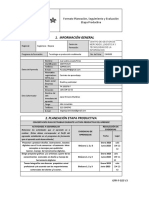 Información General: Formato Planeación, Seguimiento y Evaluación Etapa Productiva