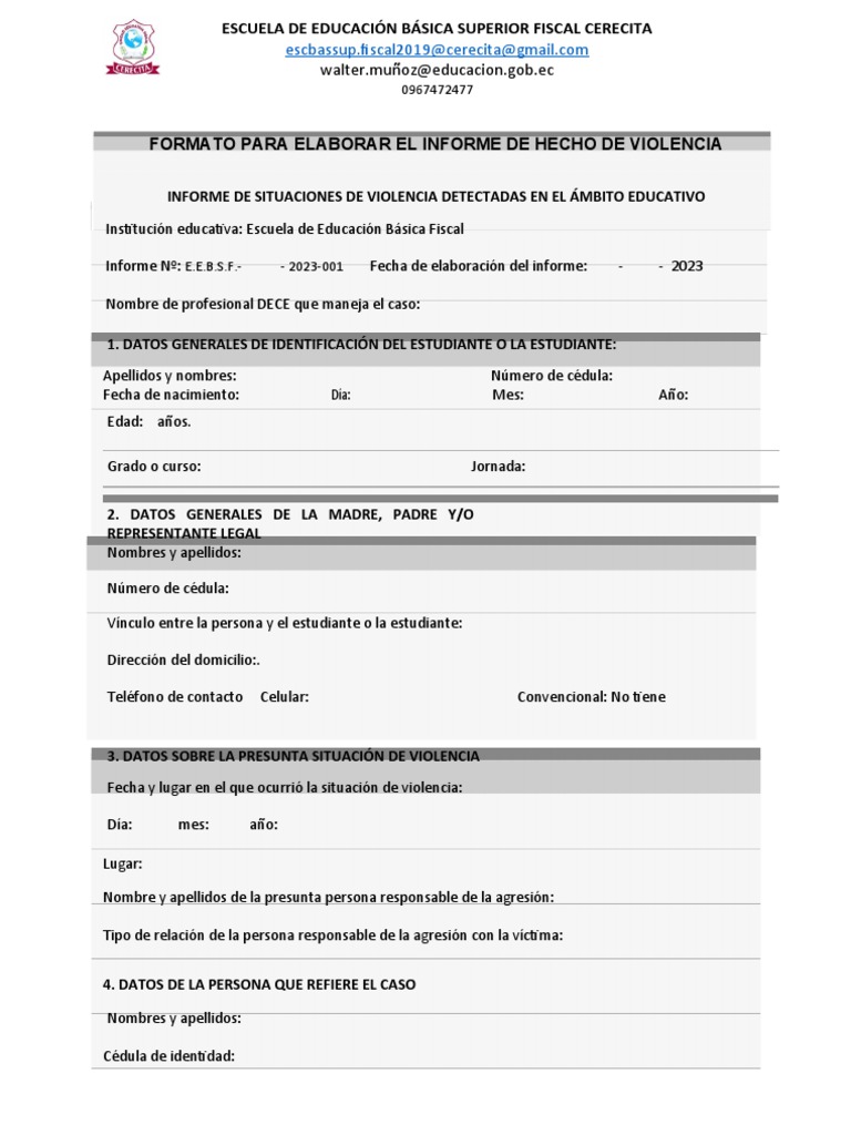 Informe de Violencia Escolar 2023 | PDF | Violencia | Agresión