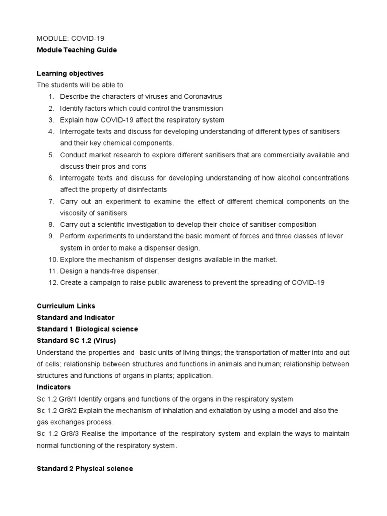 COVID-19 Education Module Guide | PDF | Respiratory Tract | Respiratory ...