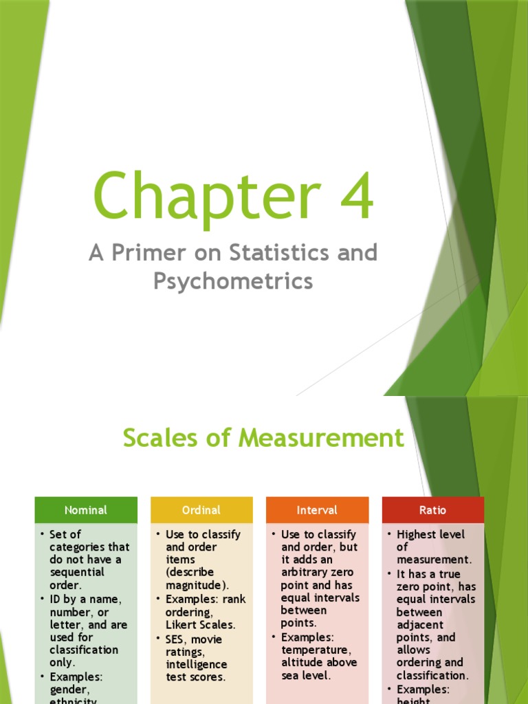 Chapter 4 - Measurement and Statistics | PDF | Level Of Measurement ...