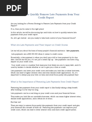 Proven Tips to Quickly Remove Late Payments from Your Credit Report
