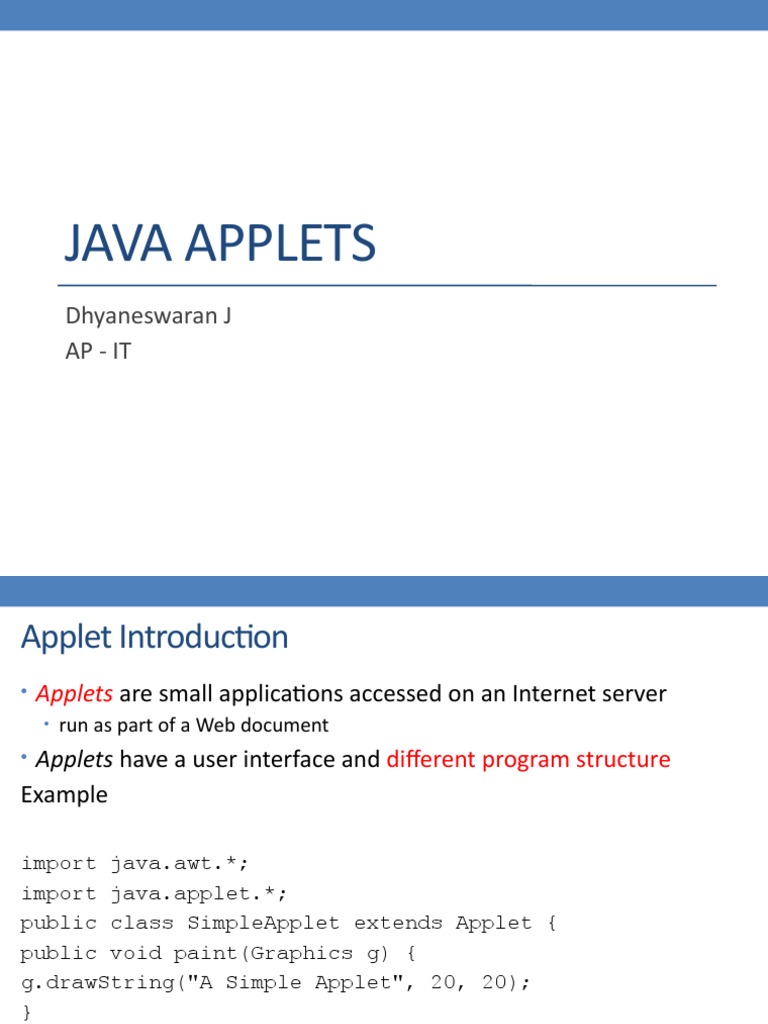 U05-01-JApplets & AWT Introduction | PDF | Java (Programming Language ...