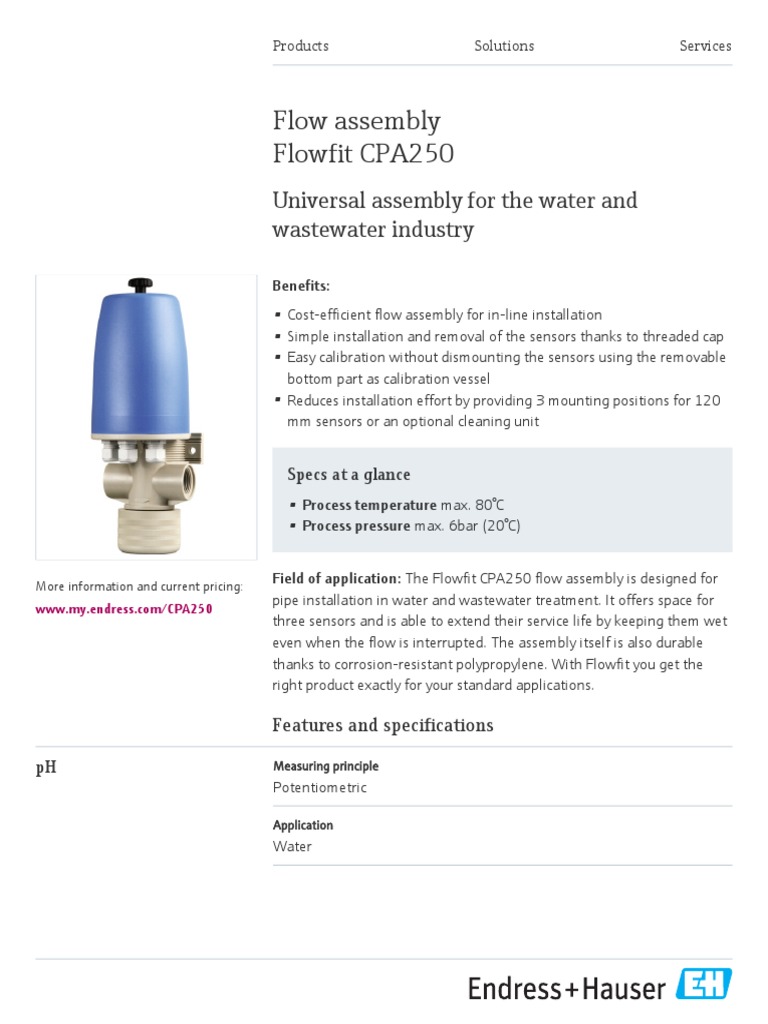 EndressHauser Flowfit W CPA250 En PDF Calibration Ph