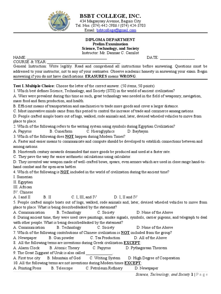 Test Question-Diploma | PDF