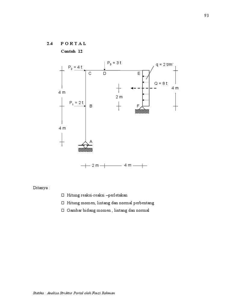 8a. Analisa Struktur Portal Dan Batang Miring | PDF