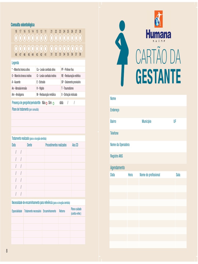 Plano de tratamento odontológico e cartão de gestante PDF Gravidez Parto