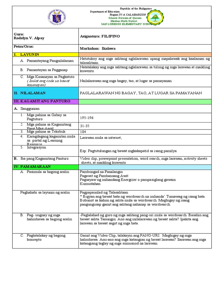 Cot - DLP - Filipino 3 | PDF