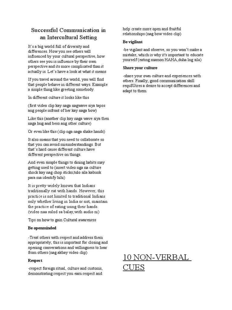 Communication in Intercultural Contexts | PDF | Nonverbal Communication ...