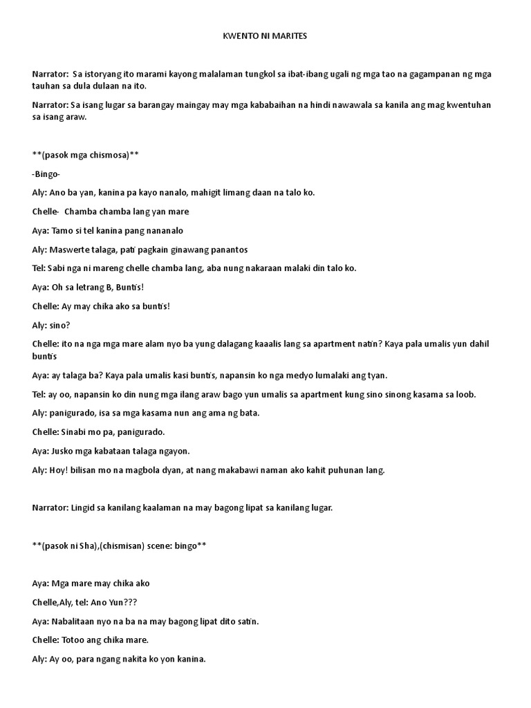 Kwento Ni Marites SCRIPT | PDF