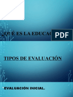 Tipos de evaluación, tipos de educación y funciones de la educación