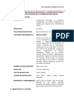 Programa Del Cursos Basico de Archivistica y Sistema Institucional de Archivo para Organos de La Administracion Publica