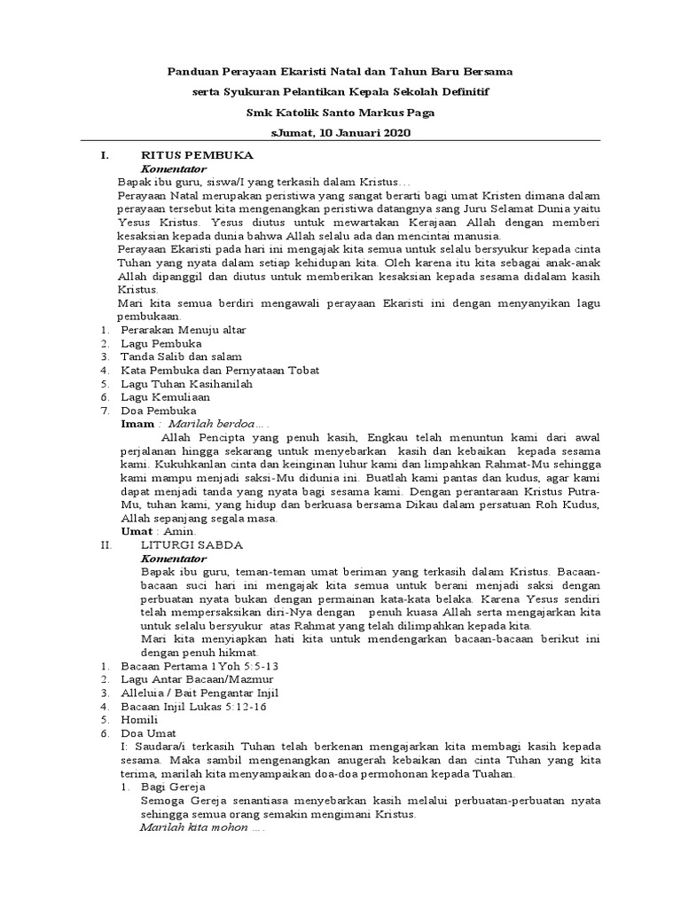 Panduan Perayaan Ekaristi di Masa Adven 30 November 2025