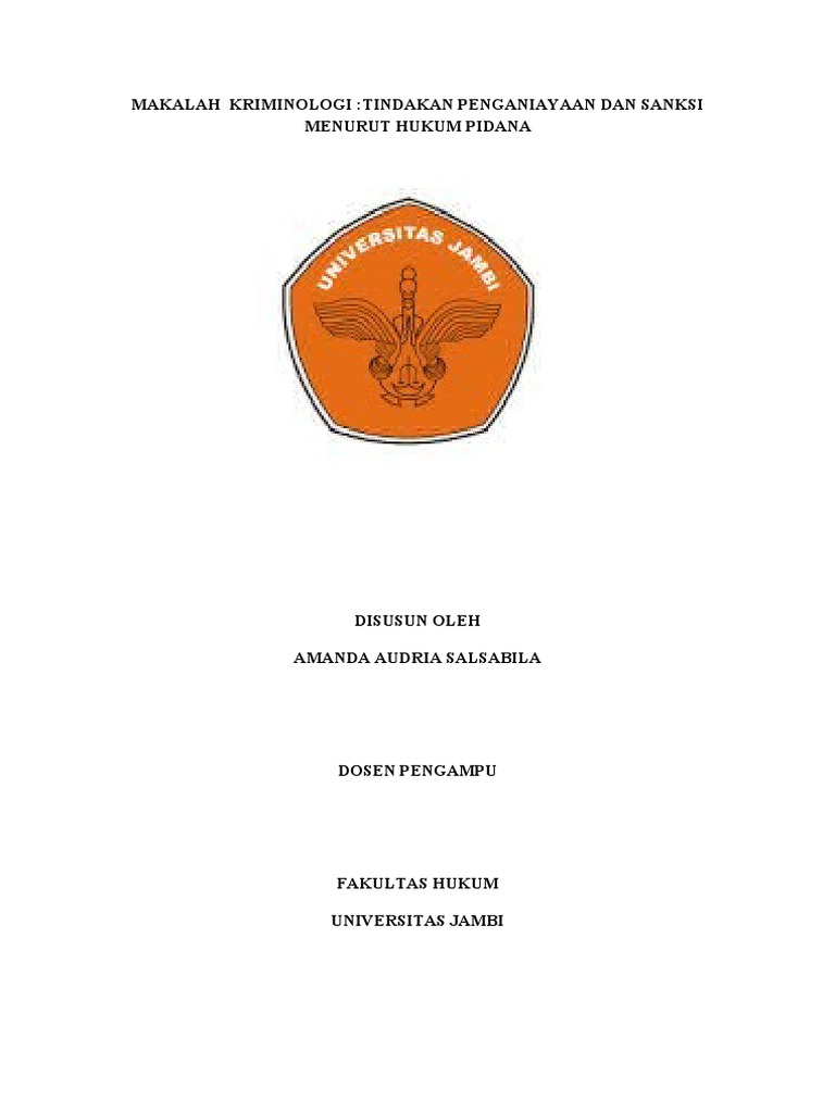 Tindak Pidana Penganiayaan dalam Hukum | PDF