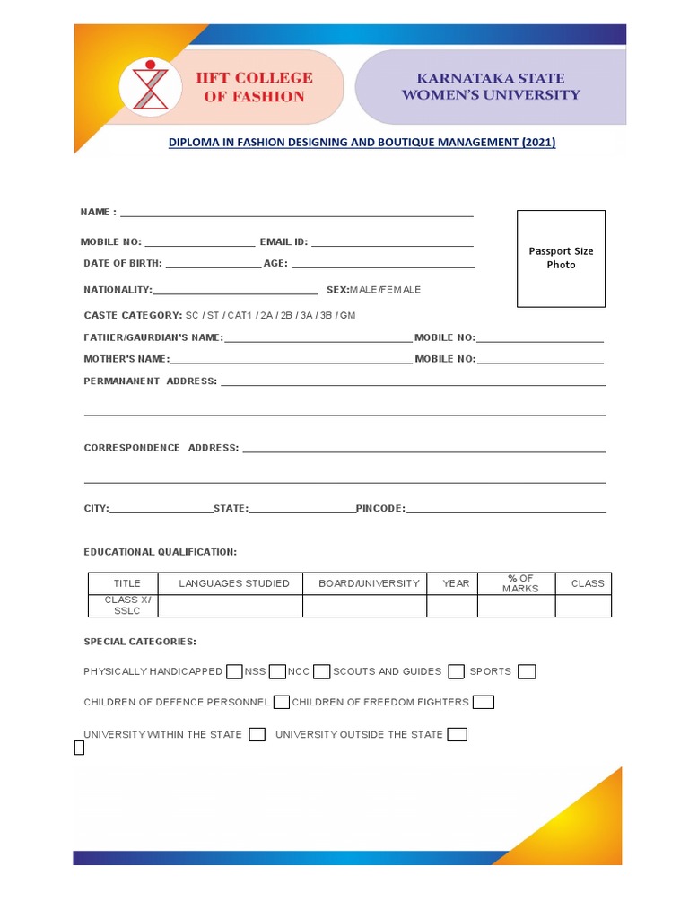 Dip-FDBM-kswu-Admission-Application-Form 2021 | PDF | Diploma