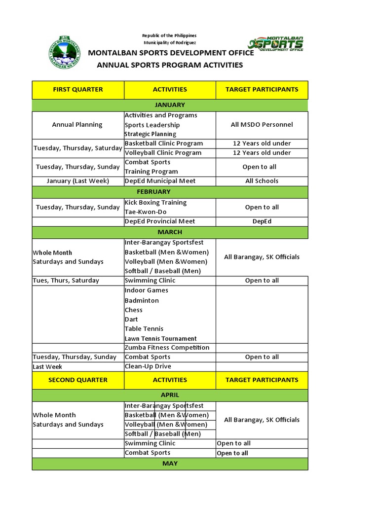 Annual Sports Activities | PDF