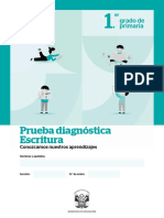 1 Prueba Diagnóstica Escritura, Conozcamos Nuestros Aprendizajes. 1er. Grado de Primaria