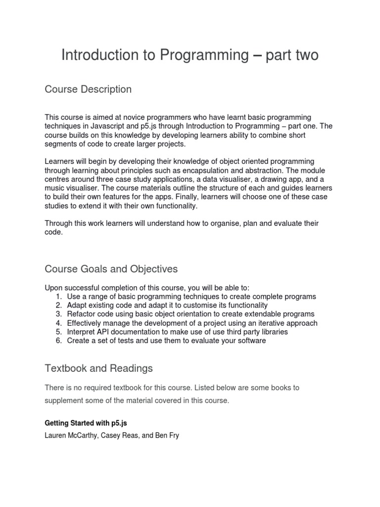 Syllabus CM1010 ITP2 | PDF | Computer Programming | Object Oriented ...