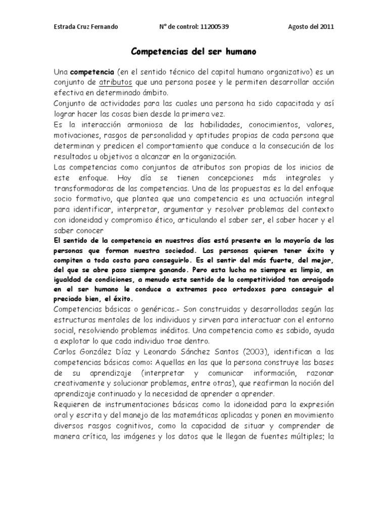 Competencias Del Ser Humano | PDF | Motivación | Motivacional