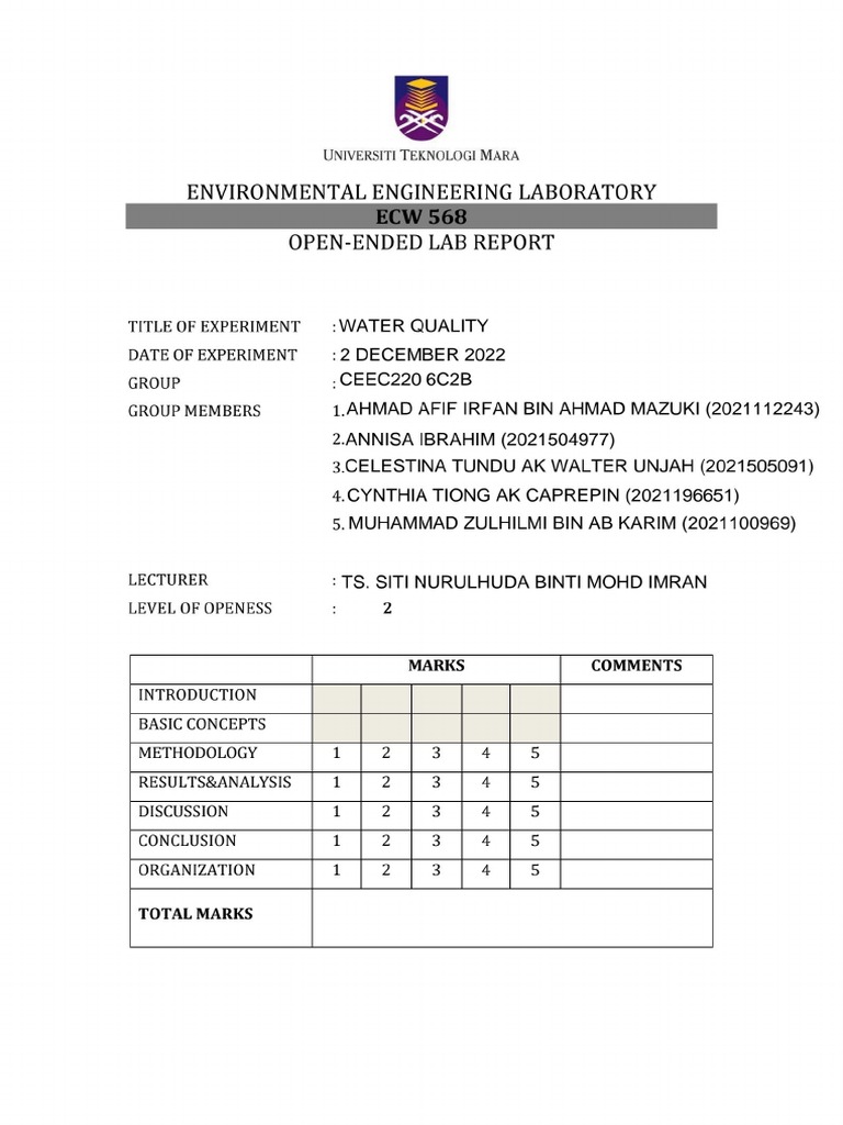 Lab Report Water Quality Ceec2206c2b Ahmad Afif Annisa