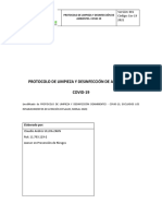 PROTOCOLO DE LIMPIEZA Y DESINFECCIÓN en salas clases