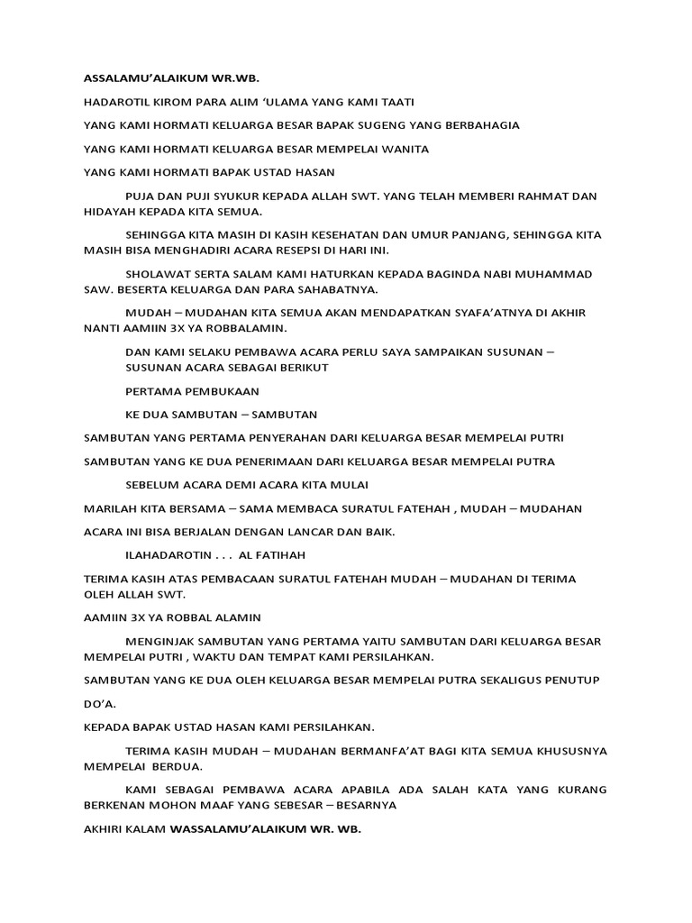Susunan Pembawa Acara - Bu Tukah | PDF