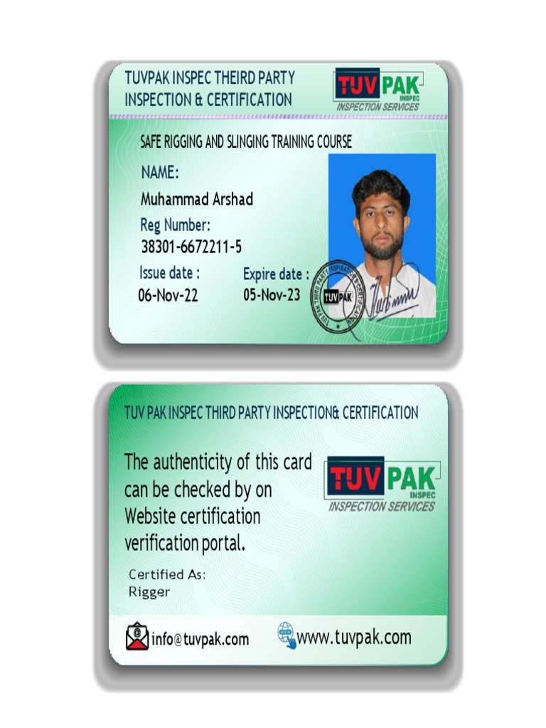 Rigger Level 3 TUV Certification Card | PDF
