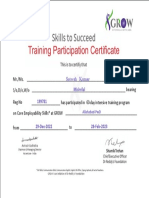 Certificate for 60-day intensive training program at GROW Allahabad-PwD