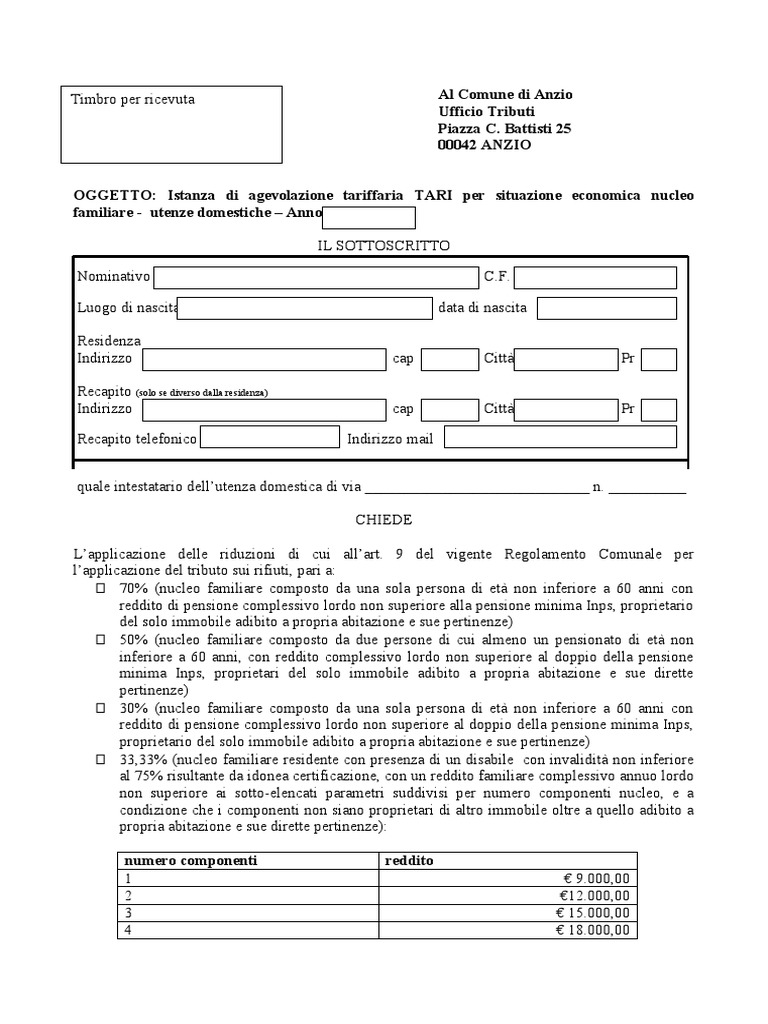 Modello riduzione TARI per situazione economica (1) PDF