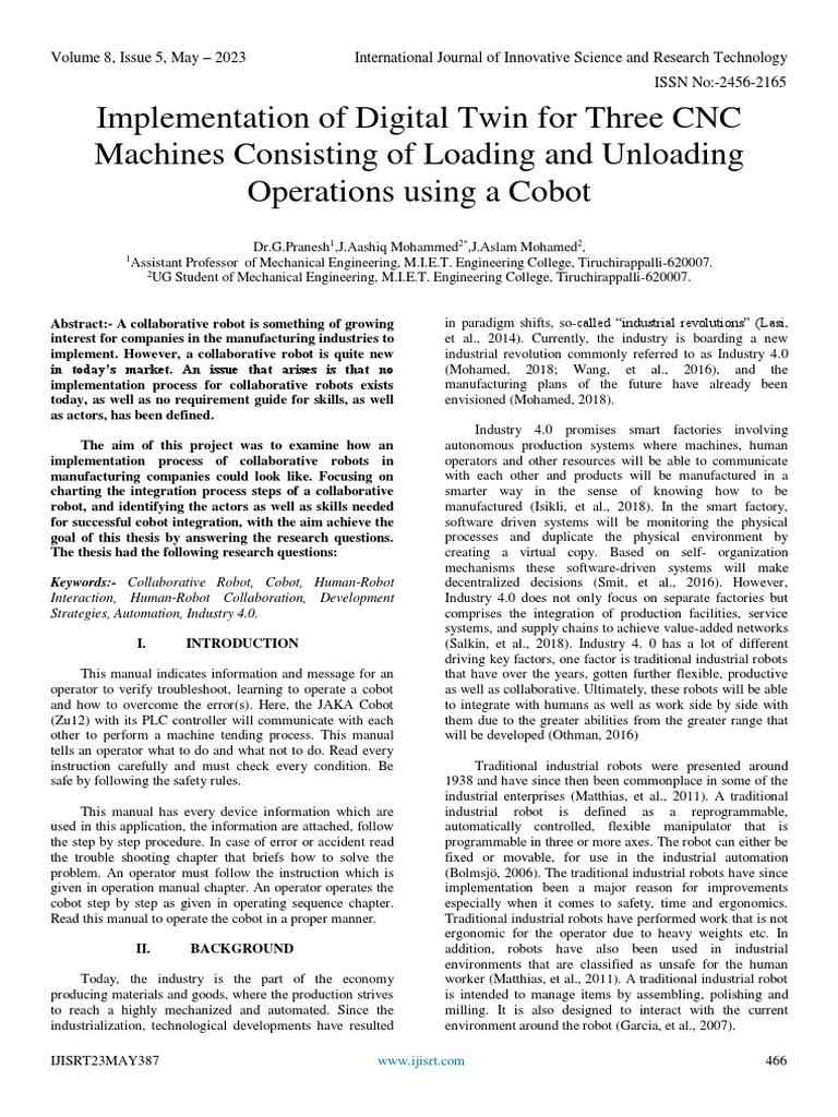 Implementation of digital twin for three cnc machines consisting of