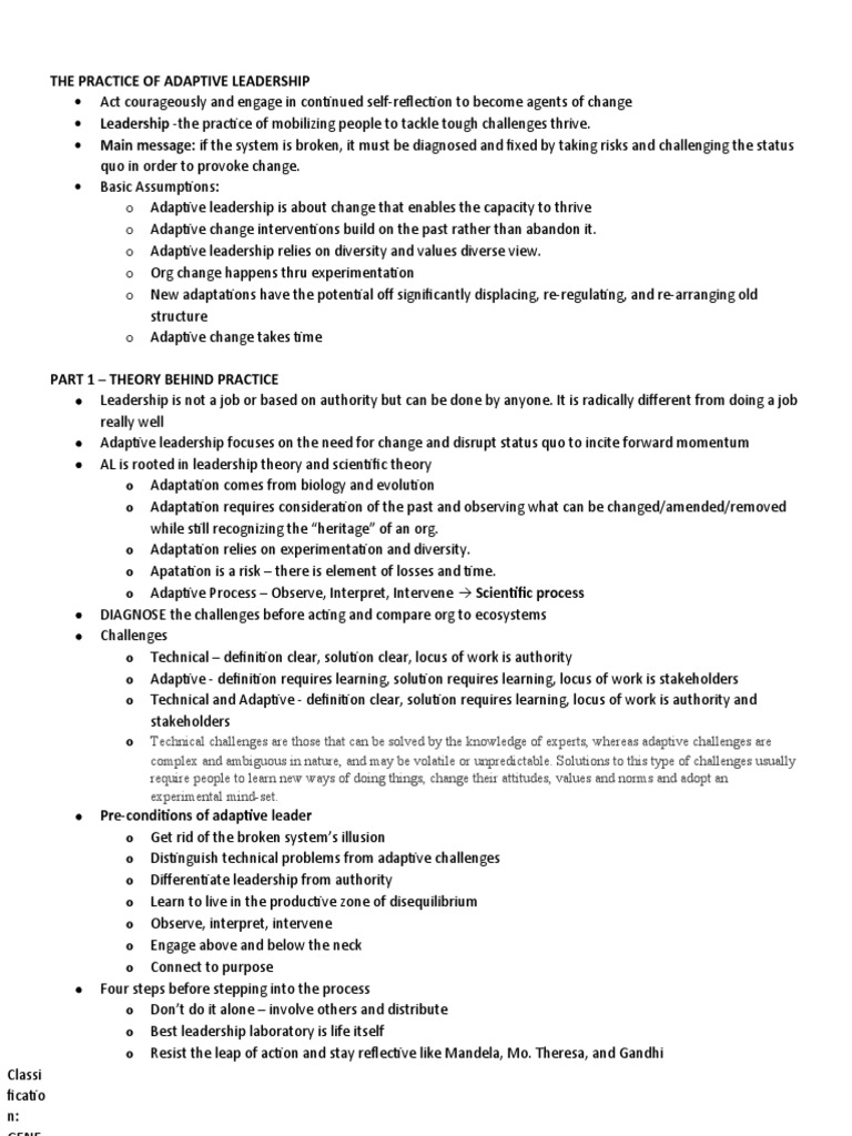 the practice of adaptive leadership