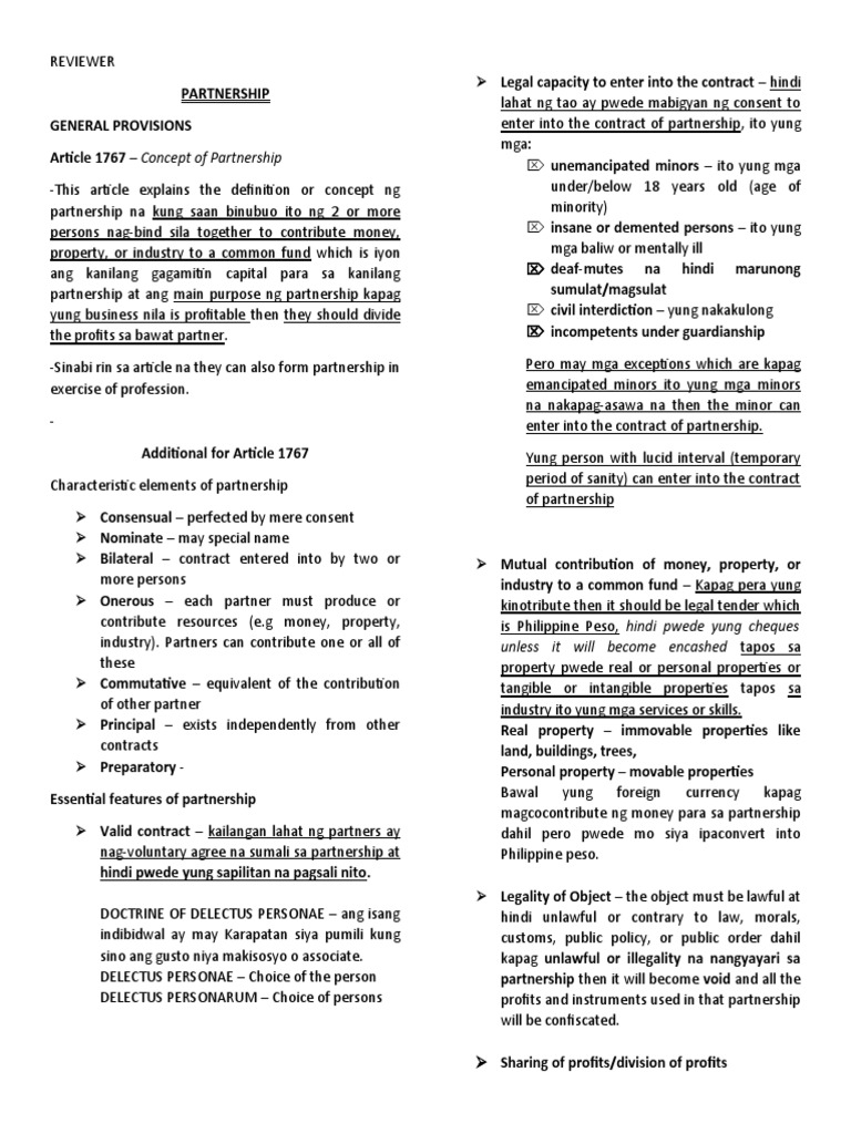 Law On Partnership Reviewer Pdf