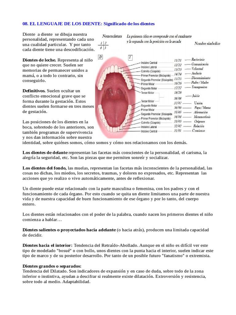 Significado Emocional de los Dientes | PDF | Odontología | Diente
