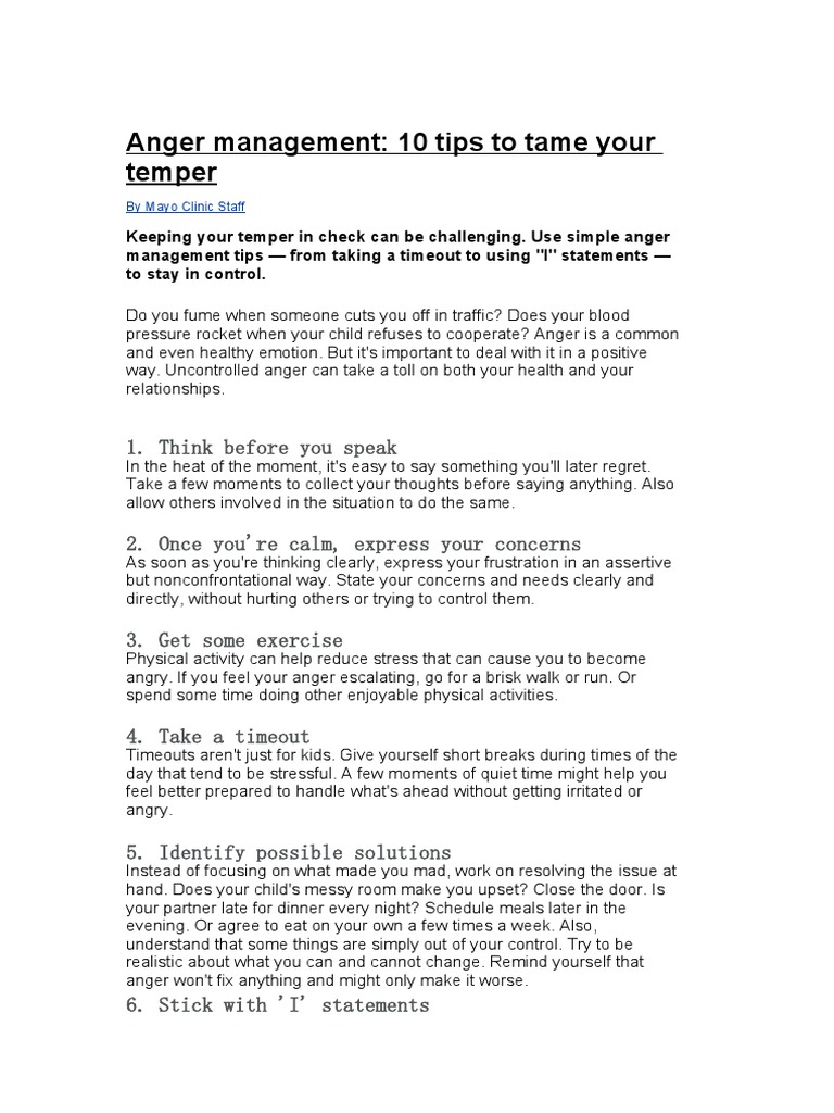 10 Tips for Effective Anger Management | PDF | Anger | Forgiveness