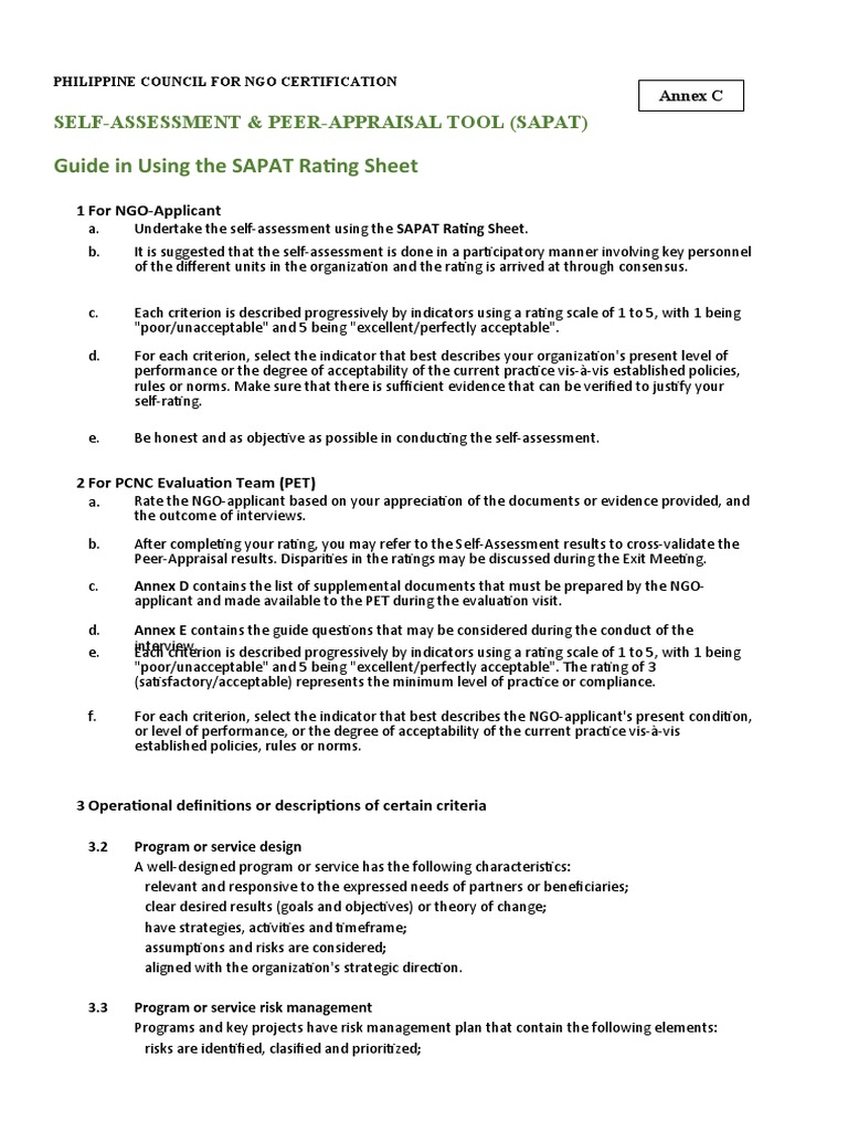 Annex C SAPAT Rating Sheet1 | PDF
