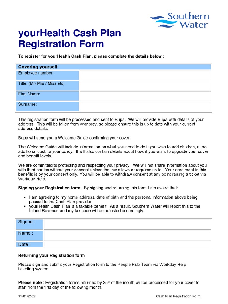 Bupa Registration Form PDF