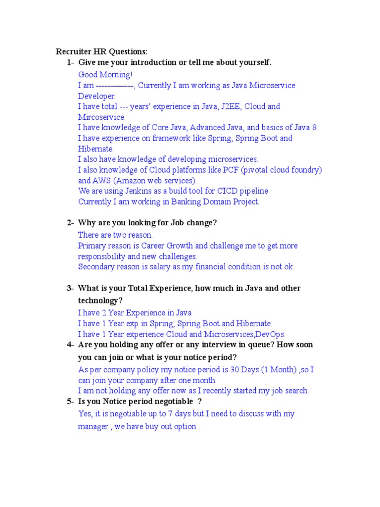 Finalt Interview Prepearation | PDF