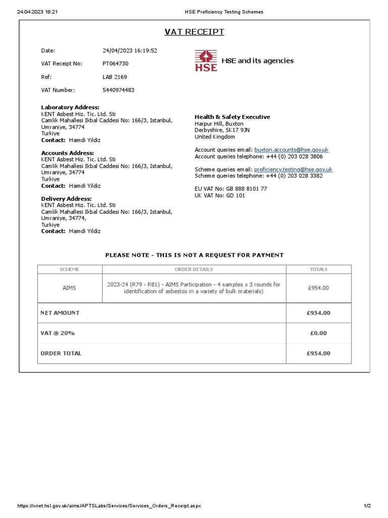 HSE Proficiency Testing Schemes | PDF