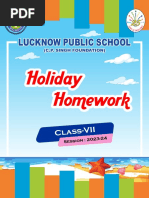 Holiday Homework Class-Vii