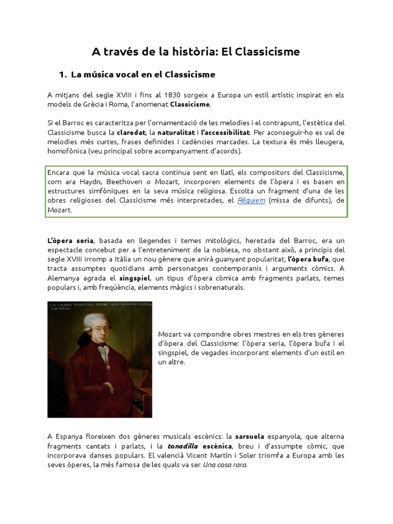 Les Auteurs Du Classicisme Pdf A Través de La Història - El Classicisme | PDF