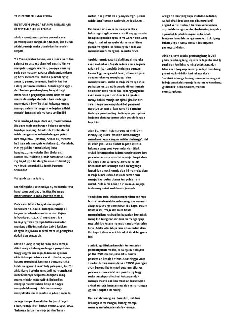 TEKS PEMBANGKANG KEDUA