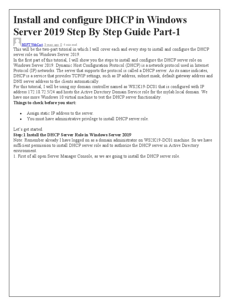 Install and Configure DHCP in Windows Server 2019 Step | Download Free ...