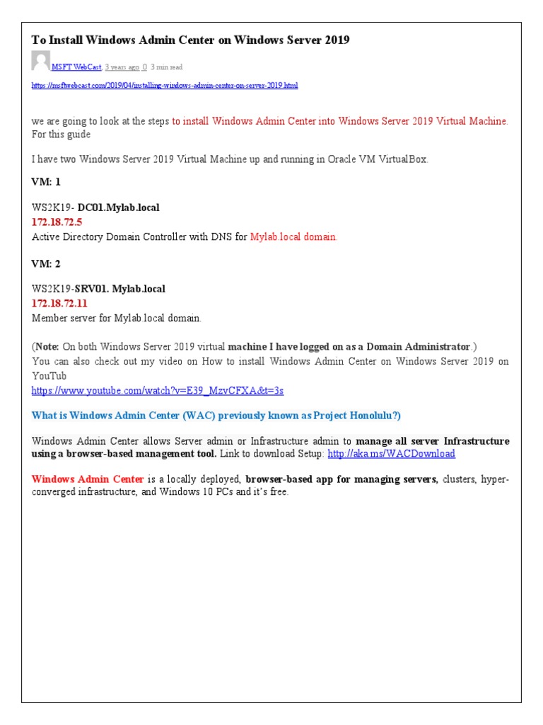 WINDOWS ADMIN CENTER INSTALLATION TYPES intelligence overview
