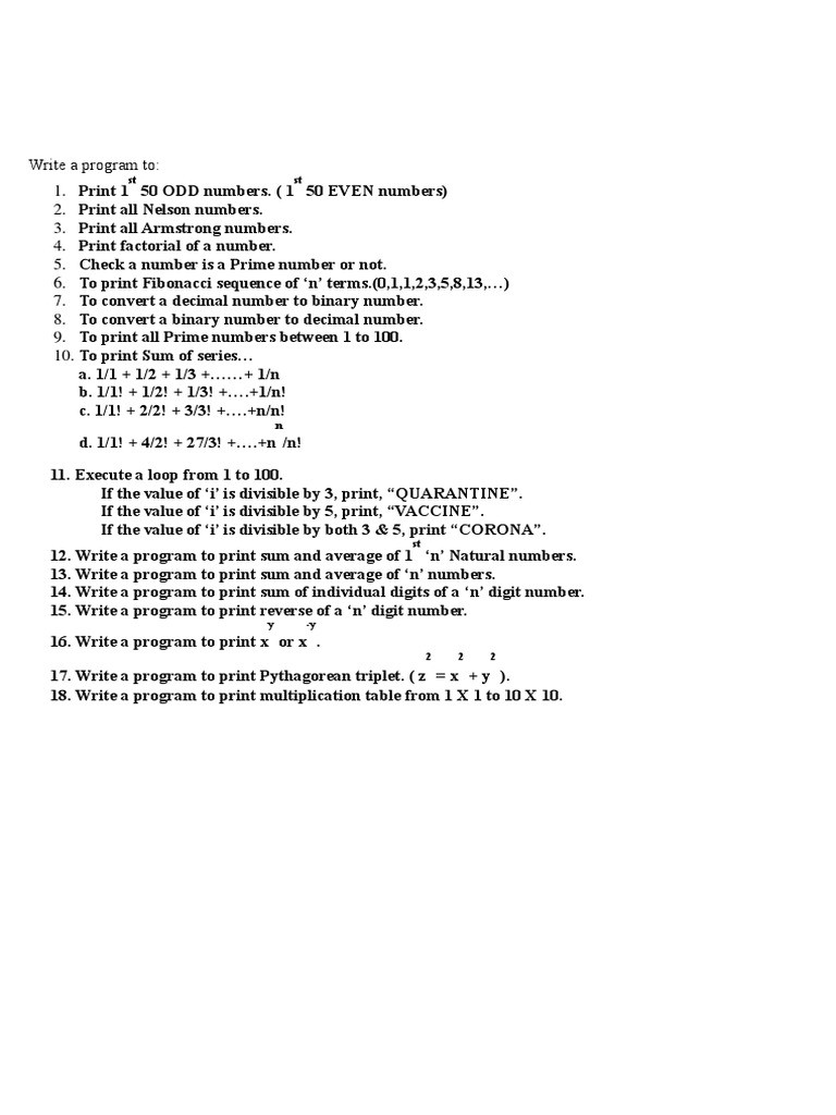 Loops - Programs For Practice - Python | PDF