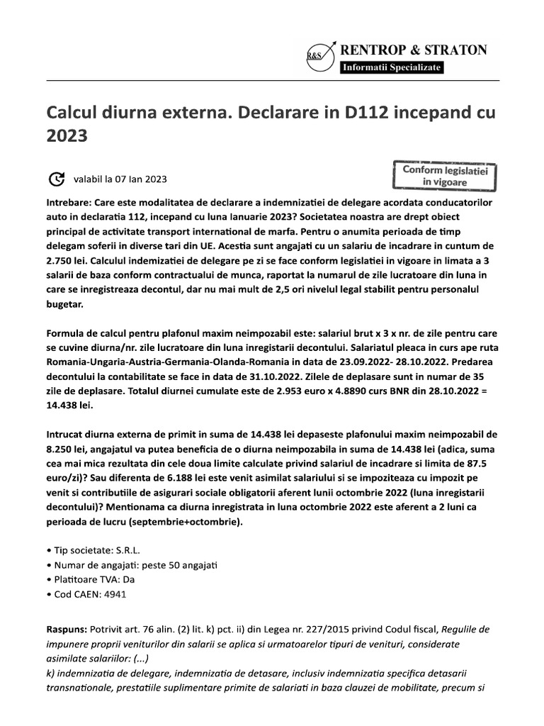 Calcul Diurna Externa PDF