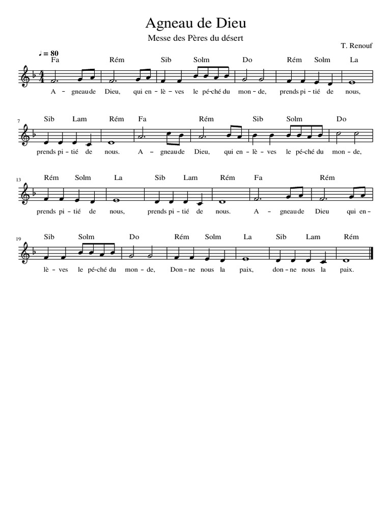 Agneau de Dieu Messe Des Pères Du Désert PDF