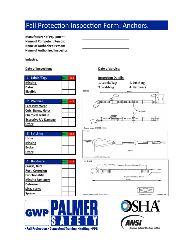 Anchor Inspection Form PDF