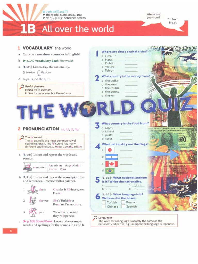 American English File Level 1 Unit 1B (Nationalities Verb Be Negative ...