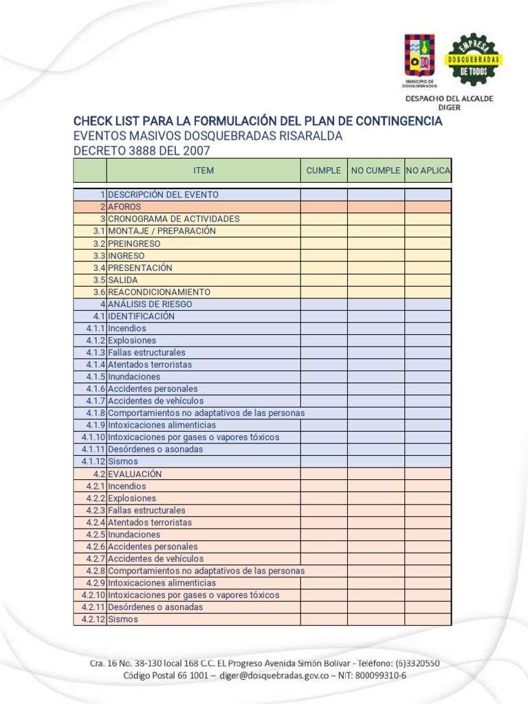 Check List para La Formulación Del Plan de Contingencia | PDF