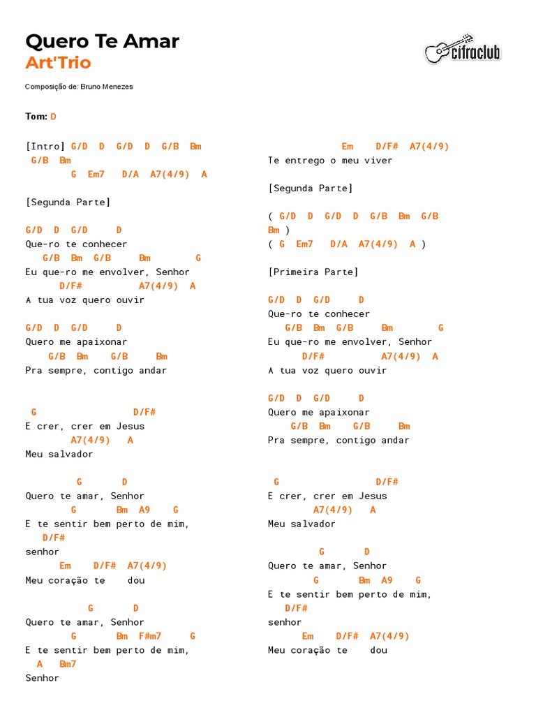 Cifra Club Art'Trio Quero Te Amar PDF